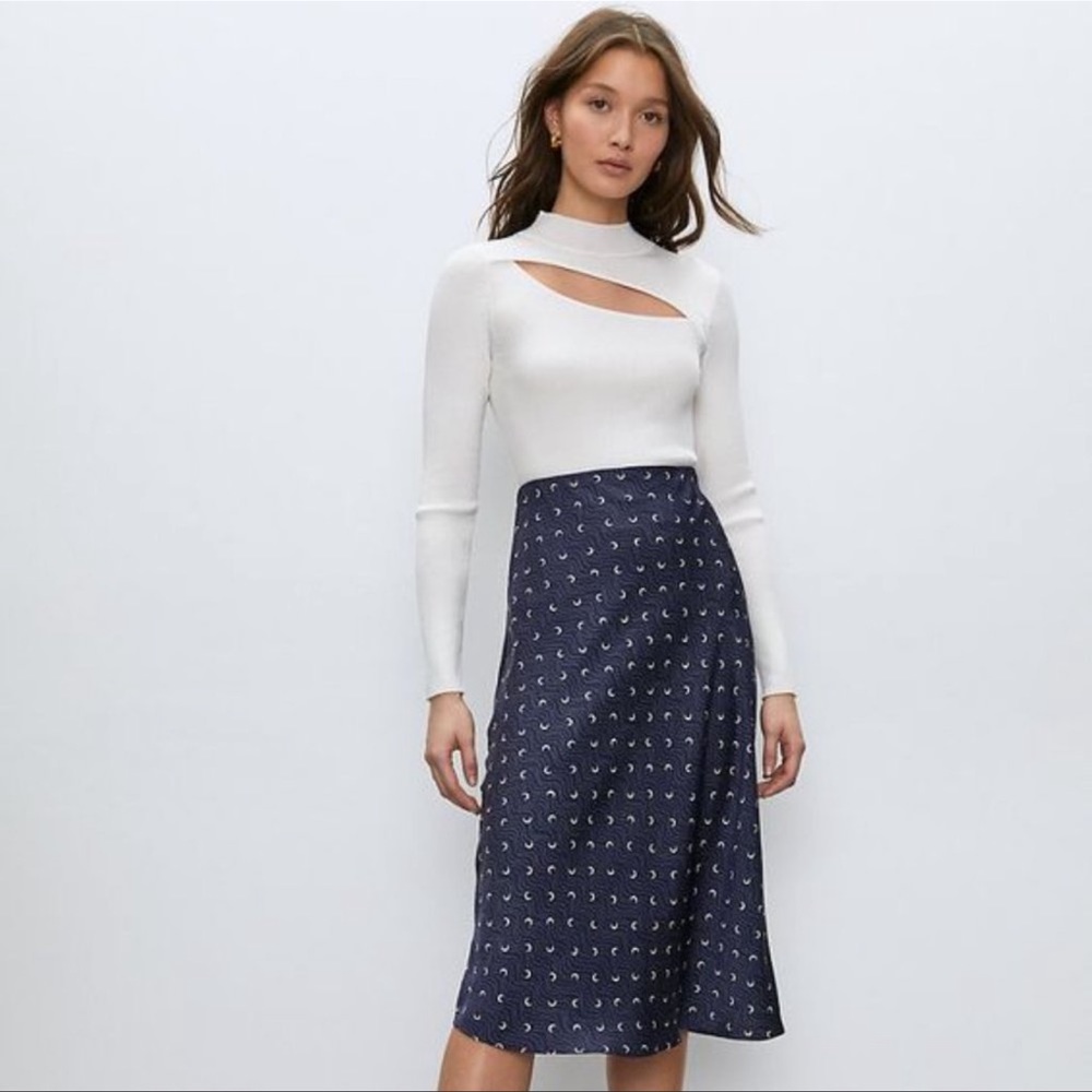 Aritzia Babaton Navy Blue Moon Slip Skirt Size 2